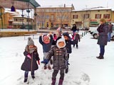 Visite à la bibliothèque sous la neige