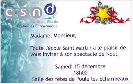 Invitation au spectacle de Noël de l'école Saint-Martin